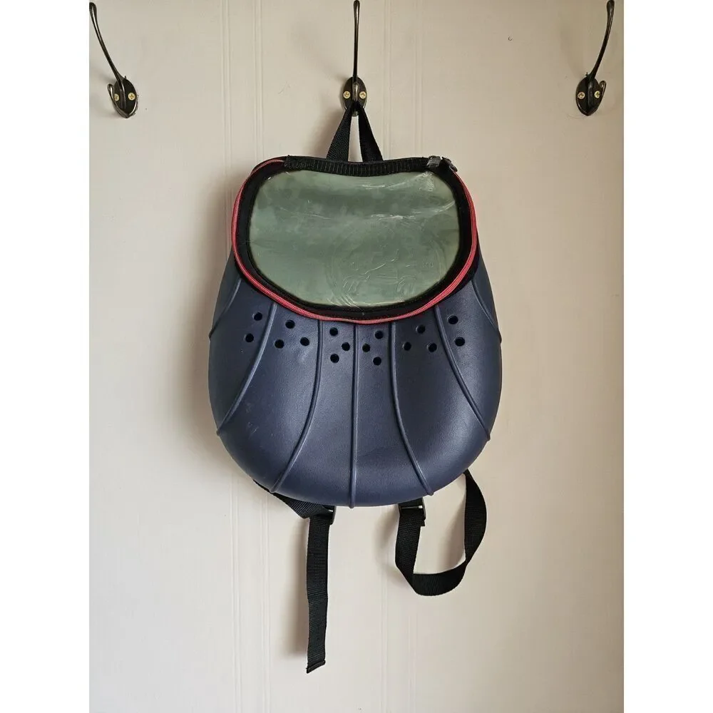 Round Crocs Backpack Bag Zip‎ Blue Croslite Holes Jibbitz Holes Embossed RARE